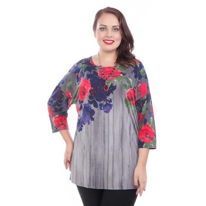 Блуза женская, размер 60, цвет серый