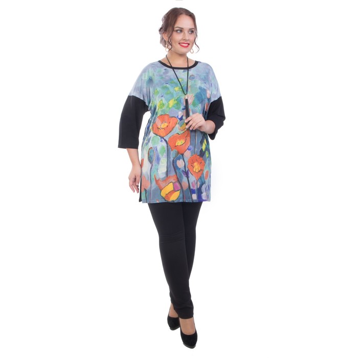 Блуза женская, размер 62, цвет чёрный