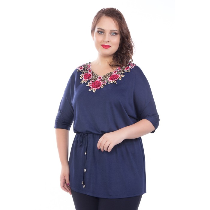 Блуза женская, размер 52, цвет синий