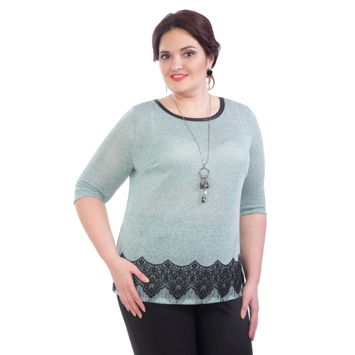 Блуза женская, размер 62, цвет зелёный