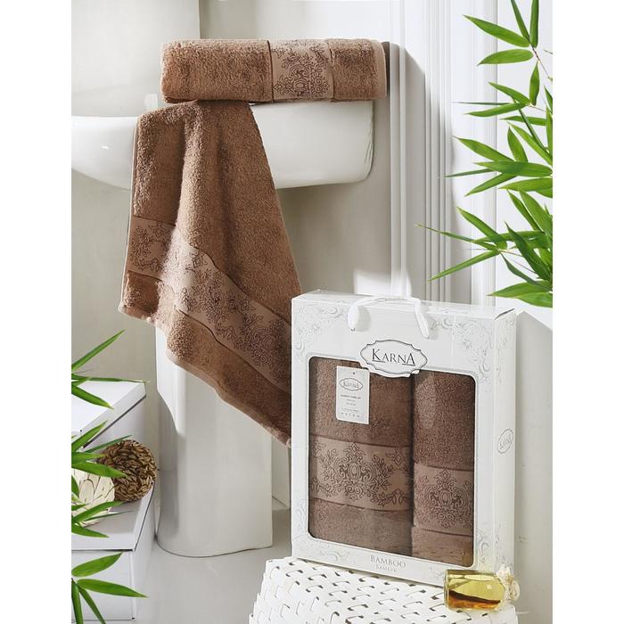 Комплект махровых полотенец Pandora: 50х90 см-1 шт, 70х140 см-1 шт, коричневый