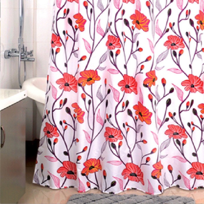 Штора для ванной комнаты 180х200 см, Red Asters