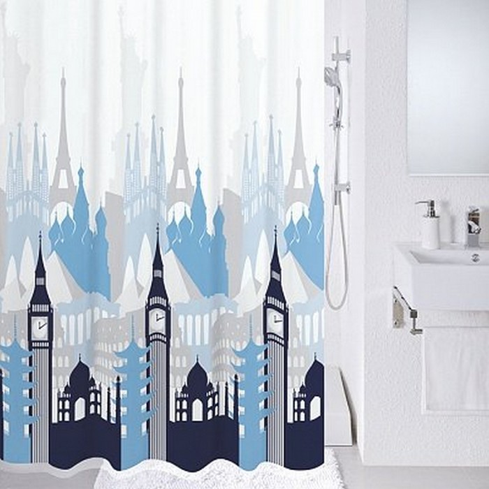 Штора для ванной комнаты 180х200 см, Travel memories