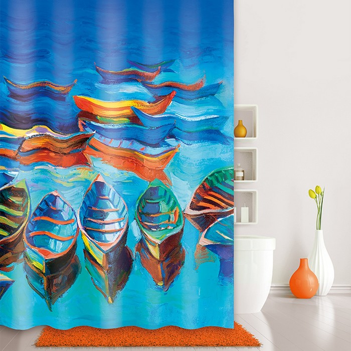 Штора для ванной комнаты 180х200 см Boats, Blue