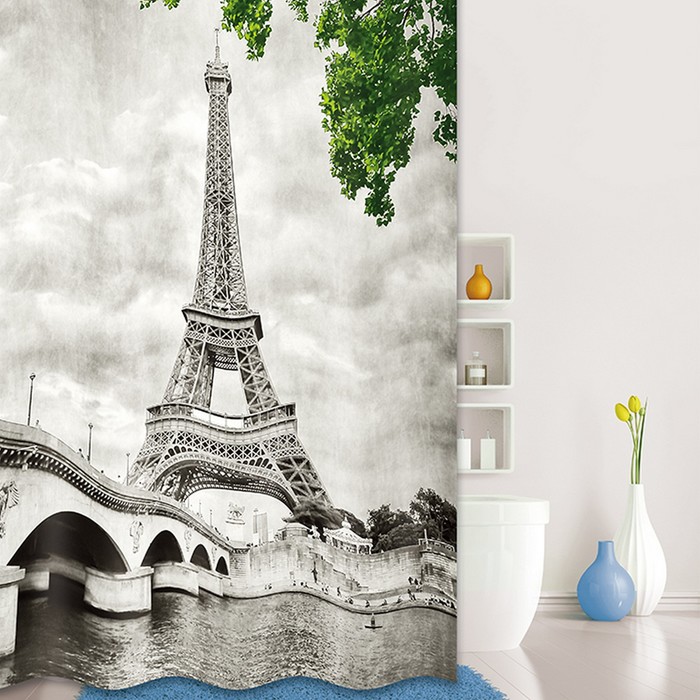 Штора для ванной комнаты 180х200 см Paris days, Grey