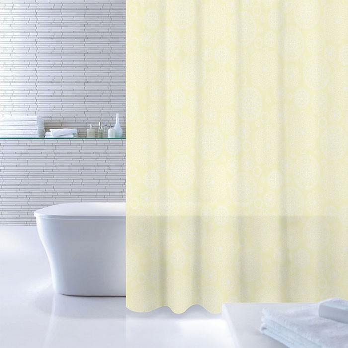 Штора для ванной комнаты 180х200 см Flower Bloom, White-Yellow