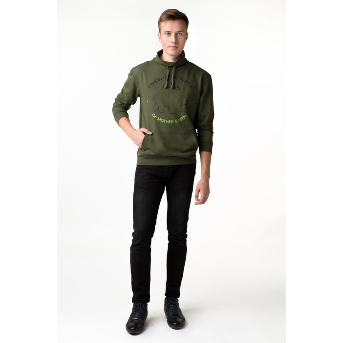 Толстовка мужская, цвет зелёный, размер 52