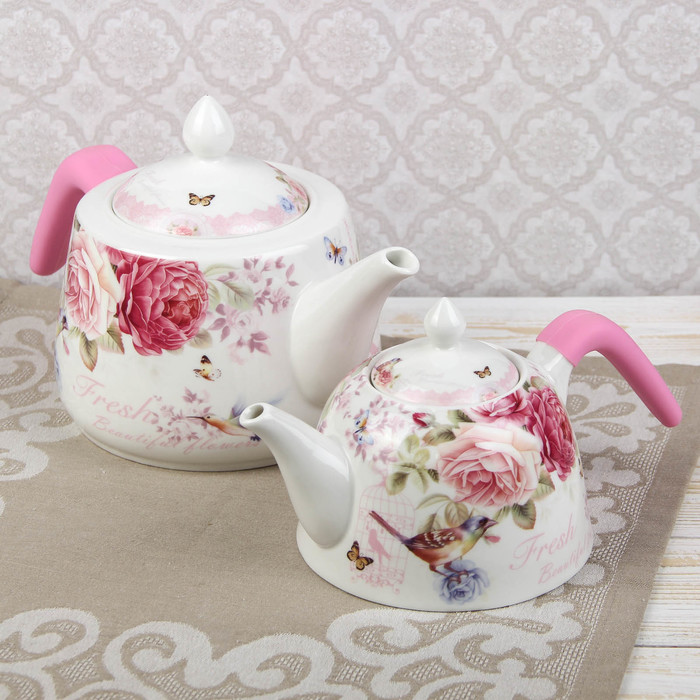 Набор чайников "Душистая роза", 2 шт
