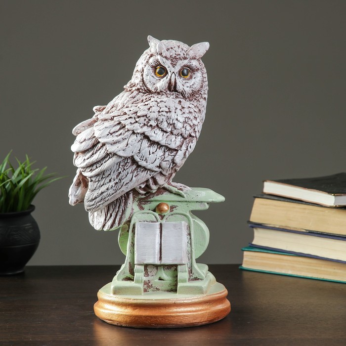 Статуэтка "Сова с книгой на подставке" 17х20х35см цветная