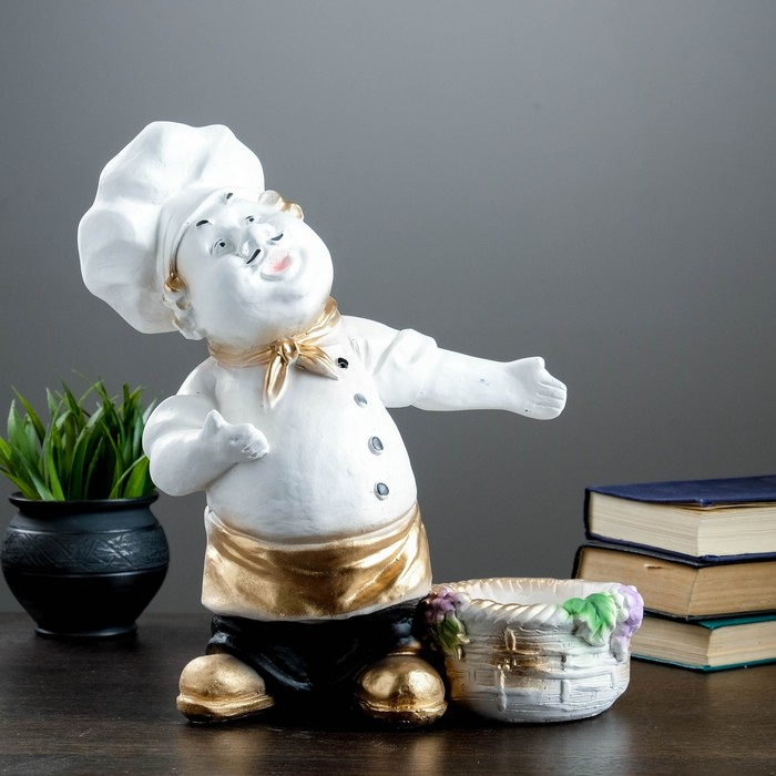 Подставка под бутылку "Повар" бело-золотой 33см МИКС