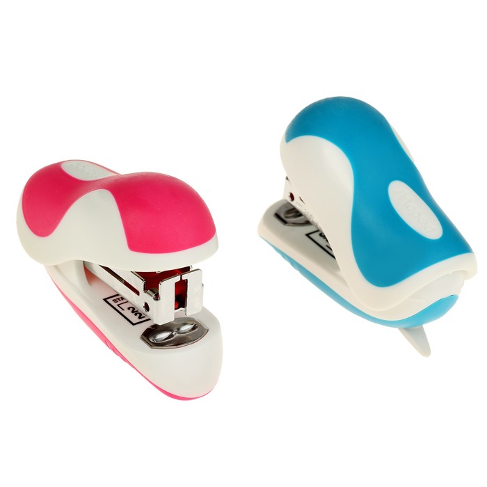 Степлер мини №24/6 и 26/6 до 15 листов ERGOLOGIC, эргономичный, с встроенным складным антистеплером, микс