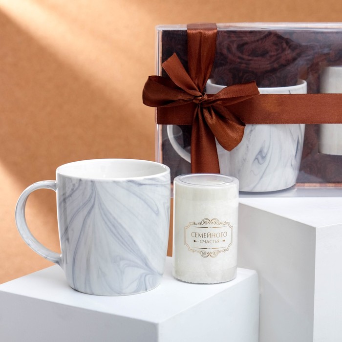 Набор "Семейного счастья" кружка 300 мл, свеча