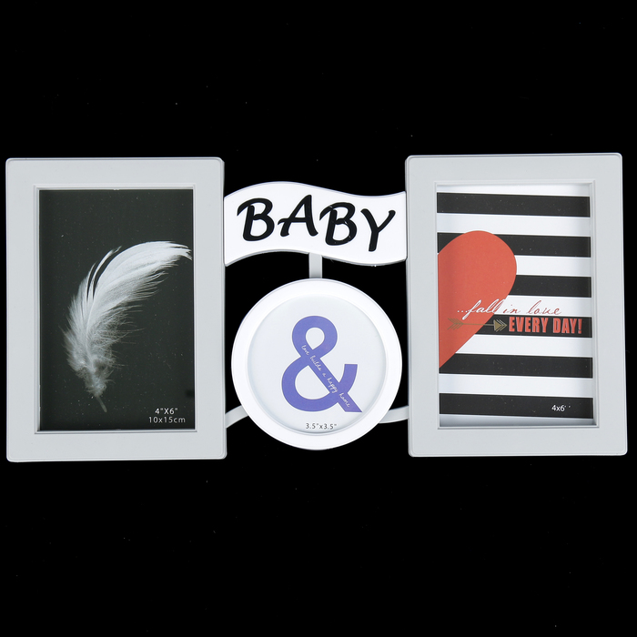 Фоторамка пластик на 3 фото 8х8, 10х15 см "Малыш" 26х41 см