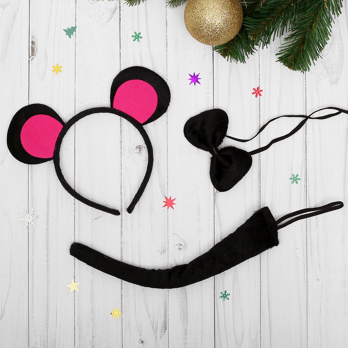 Карнавальный набор "Мышка" 3 предмета: ободок, бабочка, хвост