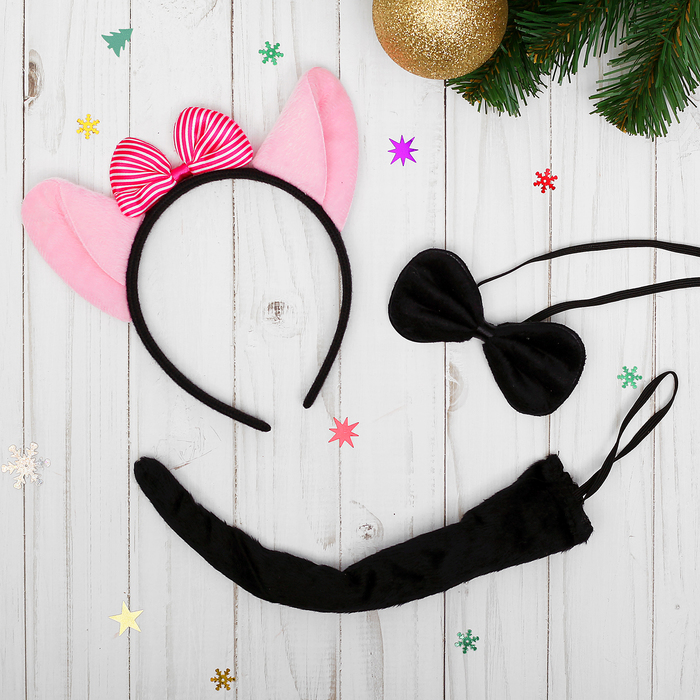 Карнавальный набор "Кошечка" 3 предмета: ободок, бабочка, хвост