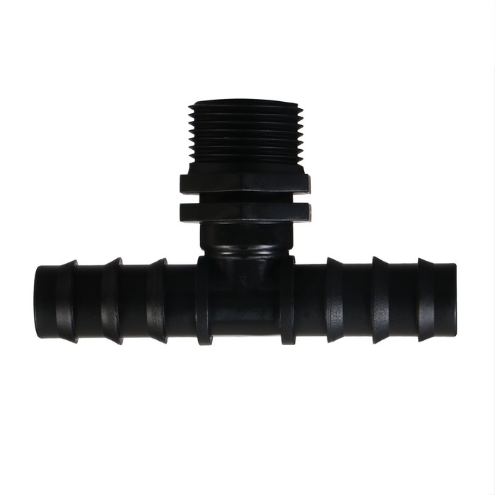 Соединитель Т-образный, наружная резьба, 3/4" (19 мм) — 3/4" (19 мм) — 3/4" (19 мм), пластик