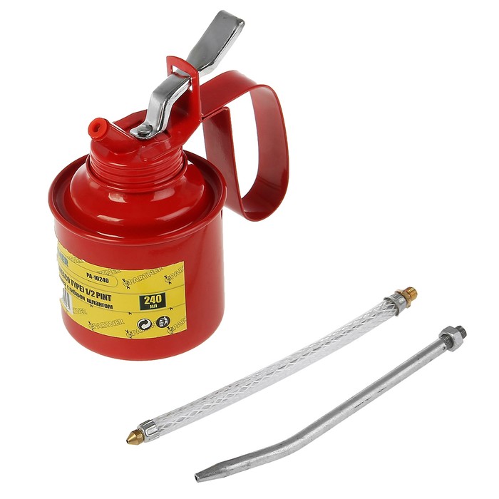 Пресс-масленка Partner, с гибким шлангом, доп. жестким наконечyиком удлинителем 240мл