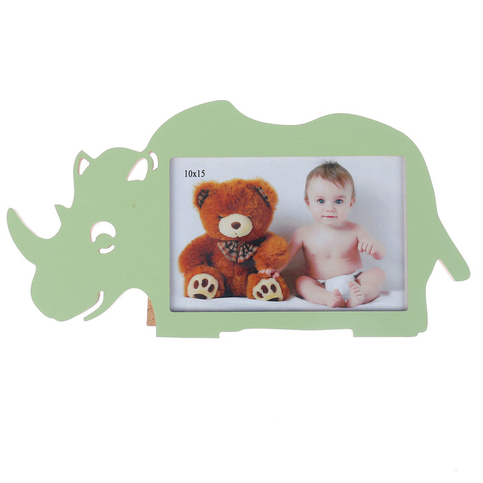 Фоторамка из МДФ "Носорог" 10х15 см зеленый