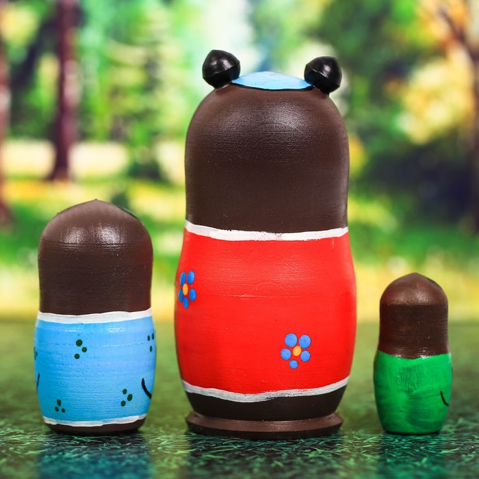 Матрешка 3 кукольная "Мишка", 11 см