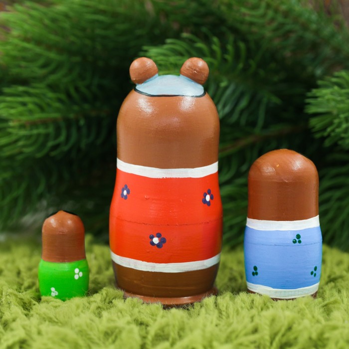 Матрешка 3 кукольная "Мишка", 11 см