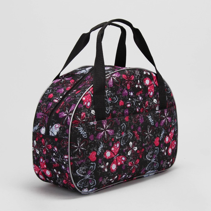 Сумка дорожная «Бабочки», отдел на молнии, наружный карман, цвет фиолетовый