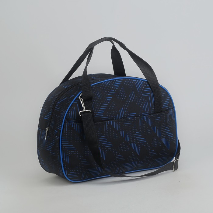 Сумка дорожная «Стрела», отдел на молнии, наружный карман, цвет синий/чёрный