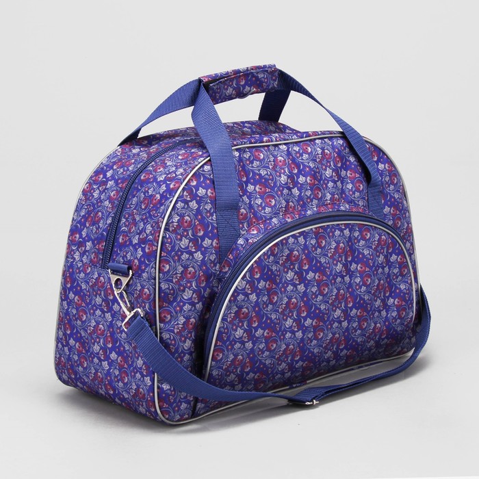 Сумка дорожная, 1 отдел на молнии ,н/карман, цвет синий/хохлома