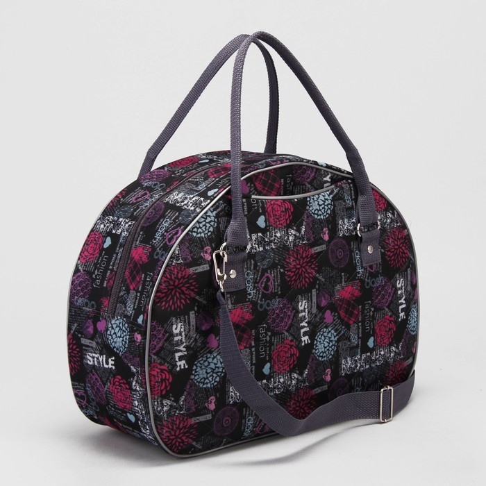 Сумка дорожная "Стиль", отдел на молнии, наружный карман, цвет фиолетовый