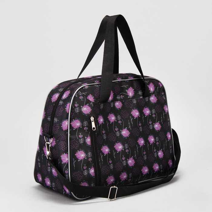 Сумка дорожная «Клевер», 1 отдел на молнии, наружный карман, цвет чёрный