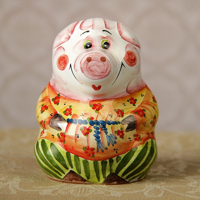 Колокольчик «Свинка», 8х8х10 см, ярославская майолика