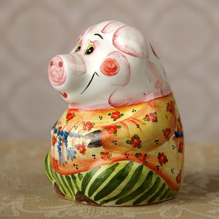 Колокольчик «Свинка», 8х8х10 см, ярославская майолика