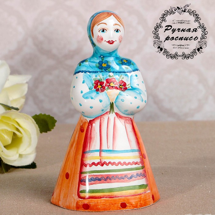 Колокольчик «Барышня», 6,5х12,5 см, микс, ярославская майолика
