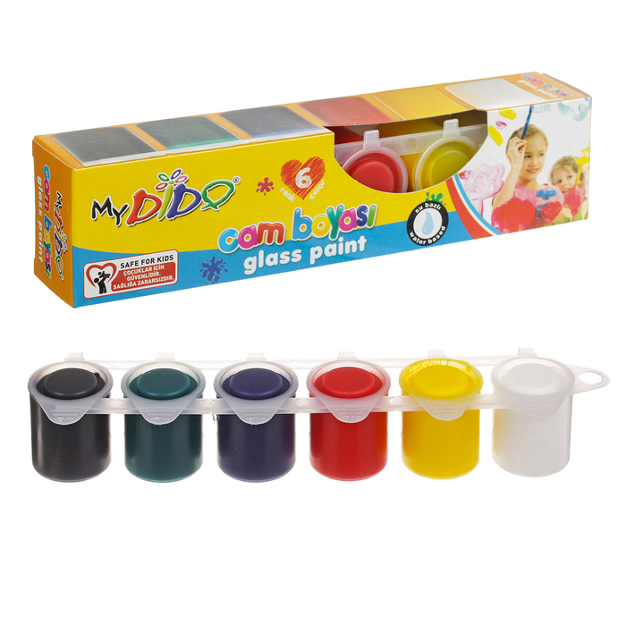 Краска по стеклу 1 шт 24 мл, набор 6 цветов