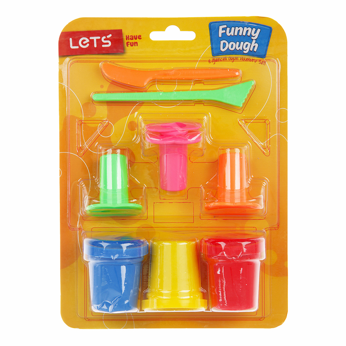 Тесто для лепки 3 цвета по 75 гр, пресс 3 шт, 2 инструмента, цвета МИКС