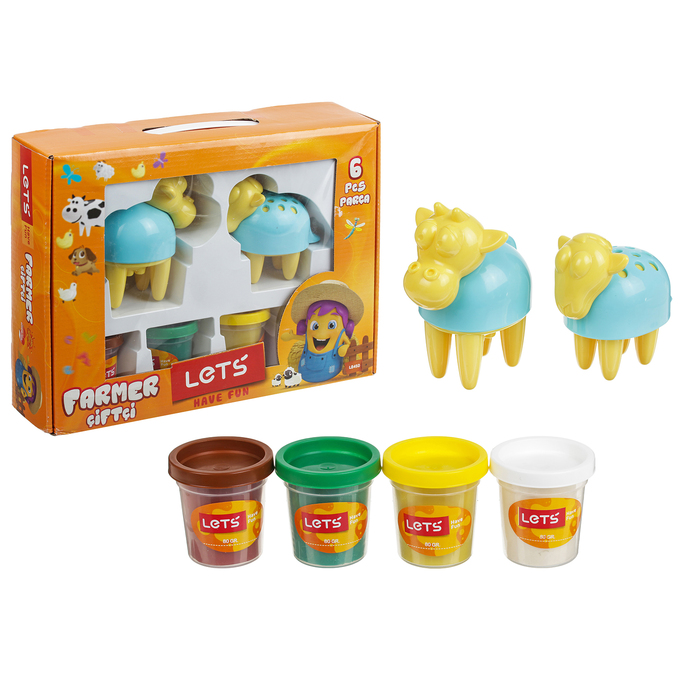 Тесто для лепки 4 цвета по 75 гр "Овечка и корова - прессы", цвета МИКС