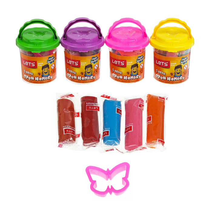 Тесто для лепки 5 цветов по 20 гр, формочка, цвета МИКС