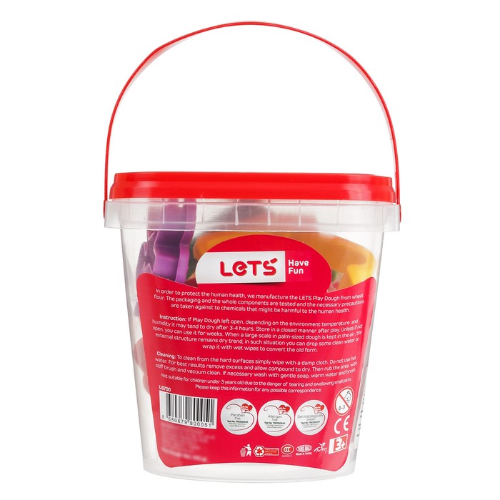 Тесто для лепки 6 цветов по 40 гр, 4 формочки, цвета МИКС