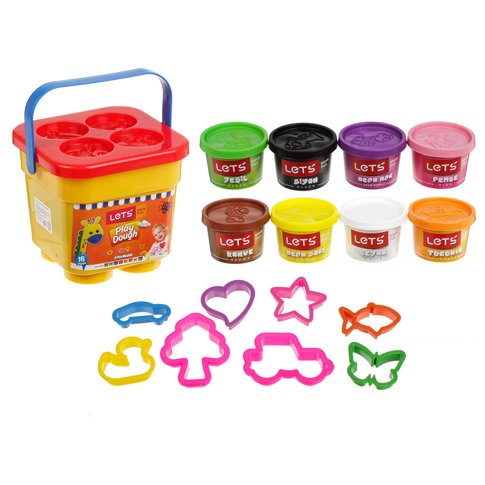 Тесто для лепки 8 цветов по 100 гр, 8 формочек, цвета МИКС