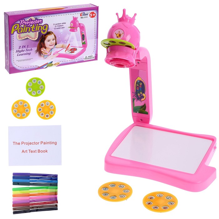 Проектор "Принцесса" 3 в 1, 42 картинки, альбом, 12 фломастеров