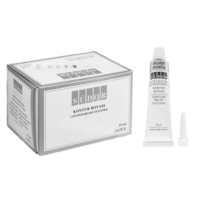 Контур универсальный для всех твердых поверхностей 25 мл, цвет серебрянный