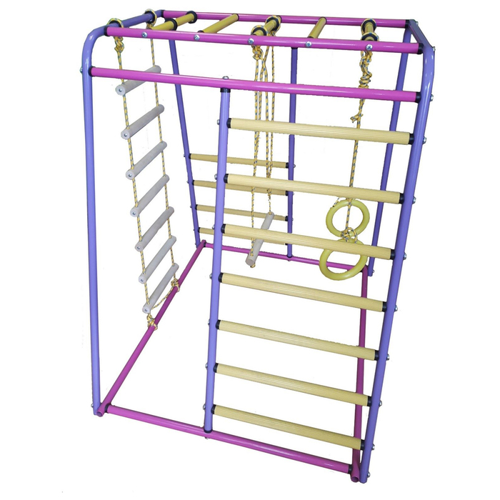 Детский спортивный комплекс "Здоровый малыш", ПВХ, кольца, лесенка, трапеция, цвет фиолетово-розовый