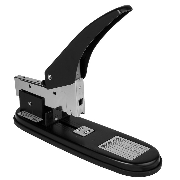 Степлер мощный до 210 листов Erich Krause, скобы: №24/6, 23/6, 23/8, 23/10, 23/13, 23/15, 23/17, 23/20, 23/23, чёрный, вмещает до 100 скоб, глубина закладки бумаги до 76мм