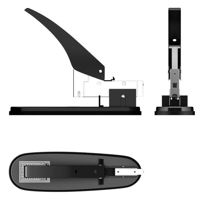 Степлер мощный до 210 листов Erich Krause, скобы: №24/6, 23/6, 23/8, 23/10, 23/13, 23/15, 23/17, 23/20, 23/23, чёрный, вмещает до 100 скоб, глубина закладки бумаги до 76мм