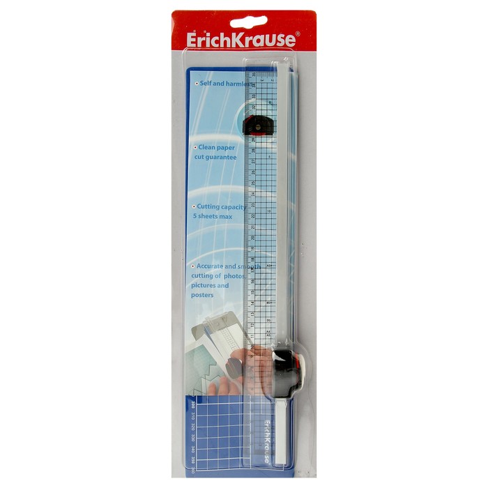 Резак Erich Krause роликовый до 5 листов, с ковриком, для реза 350мм, блистер