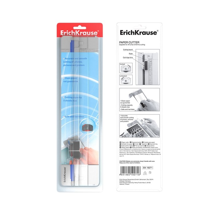 Резак Erich Krause роликовый до 5 листов, для реза 300мм, блистер
