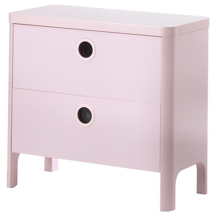 Комод 2 ящика БУСУНГЕ, светло-розовый, 40х80x75 см