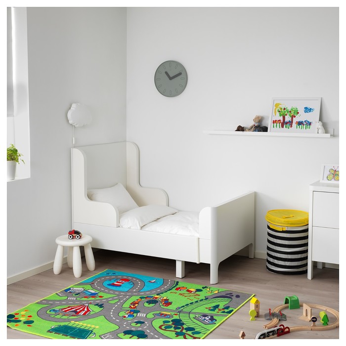 Раздвижная кровать БУСУНГЕ, с основанием, белый, матрас 80x200 см