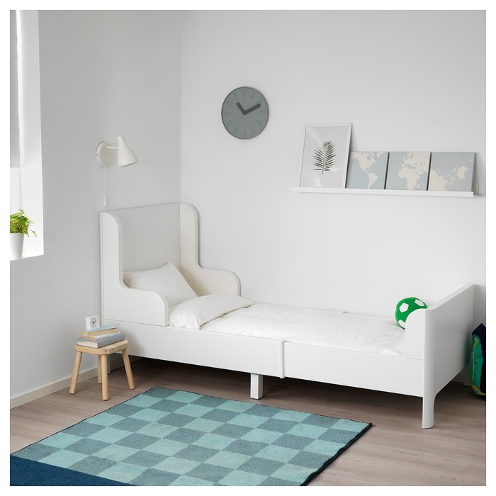 Раздвижная кровать БУСУНГЕ, с основанием, белый, матрас 80x200 см