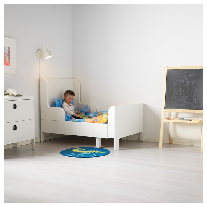 Раздвижная кровать БУСУНГЕ, с основанием, белый, матрас 80x200 см