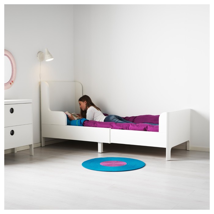 Раздвижная кровать БУСУНГЕ, с основанием, белый, матрас 80x200 см